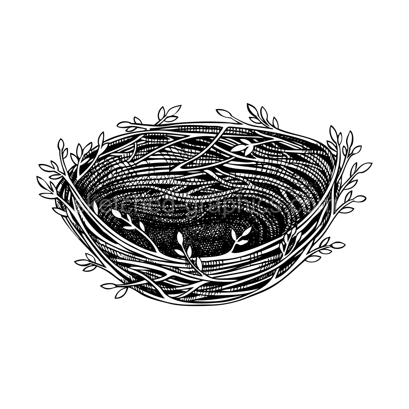 Bird nest sketch. Hand drawn spring illustration. Birdhouse vector. Easter design element. Not AI generated Illustration